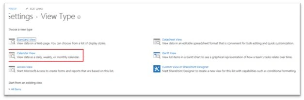 Calendar View link