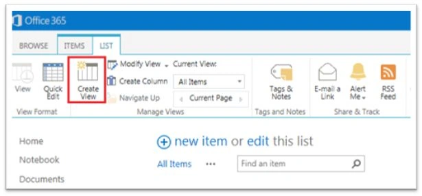 Create View button