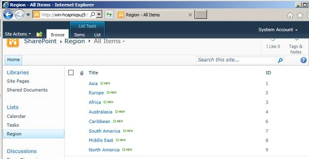 Exported list