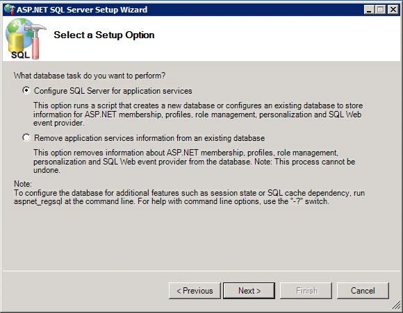 Select a Setup Option 