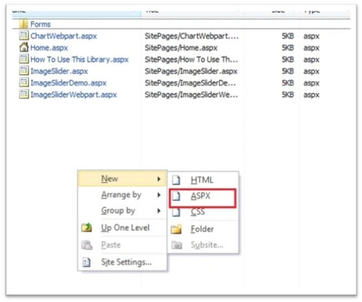 Add an aspx page