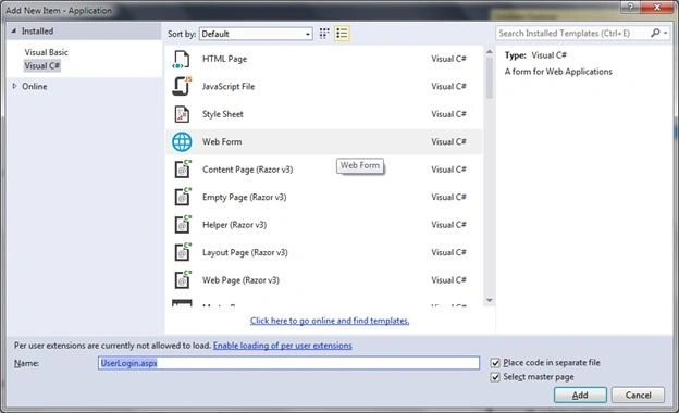 Add Web Form