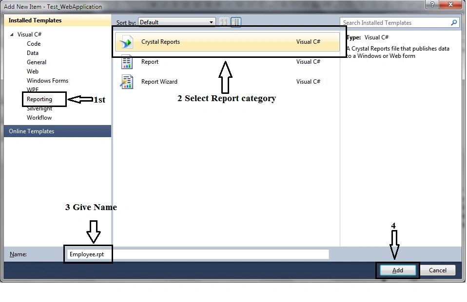 Add Crystal Report