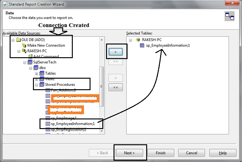 Select Created Procedure