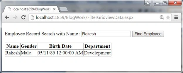 search name using textbox
