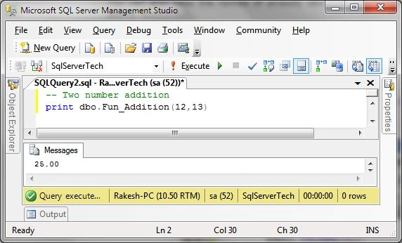 Functions In SQL Server