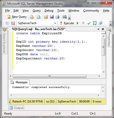Create table