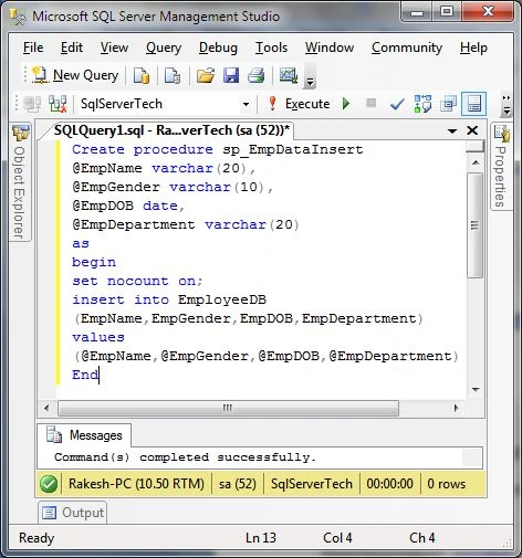 record insert in database