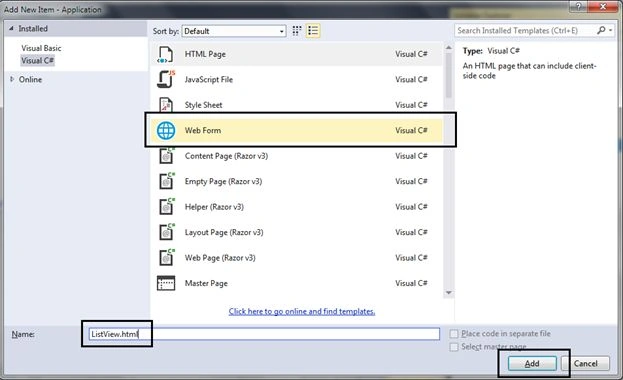 Add Web Form