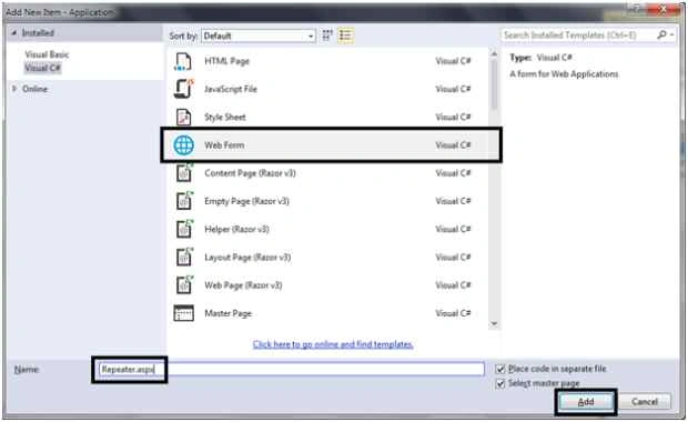 Add Web Form