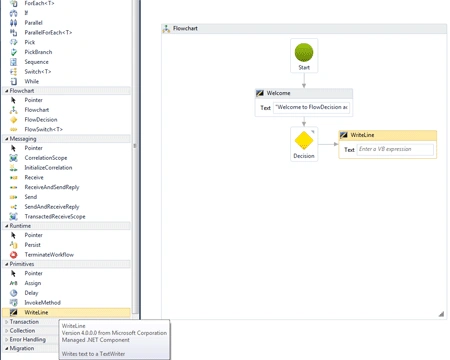 WriteLine for decision in workflow
