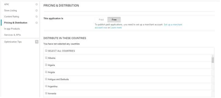 Pricing & Distribution Menu