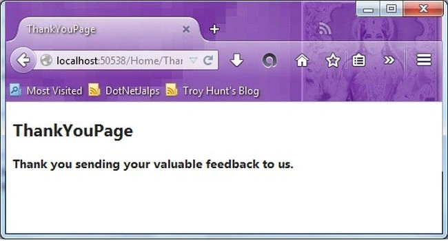 thank you page