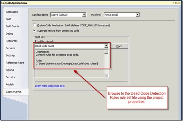 Applying a rule set to a project