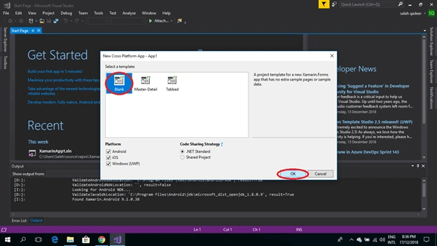 Creating New Project In Xamarin