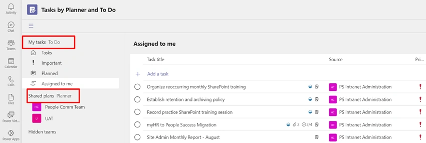 Stay on top of task using Planner/To Do App/MS teams task planner