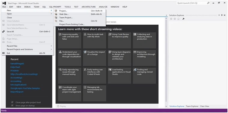 Open Visual Studio