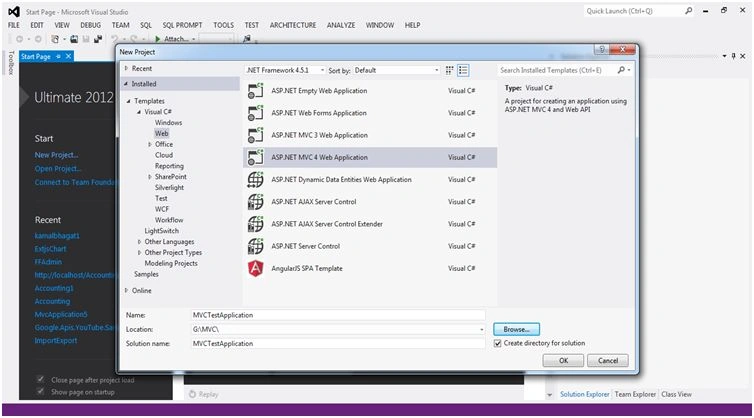 Select MVC Application 