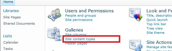 Site content types