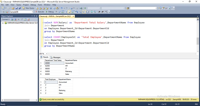 Different Types Of Clause In SQL Server