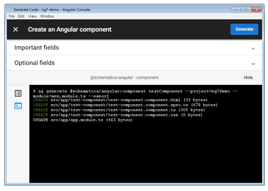 Angular Console - User UI Interface for CLI