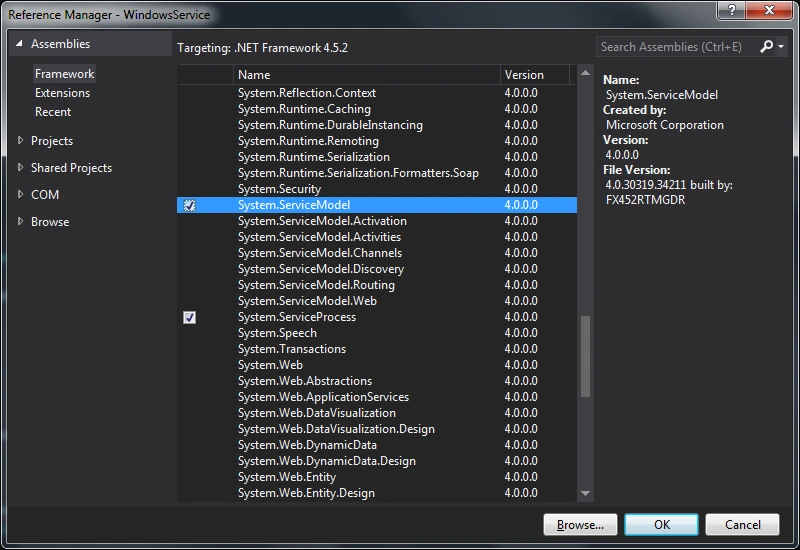 Add reference of System.ServiceModel