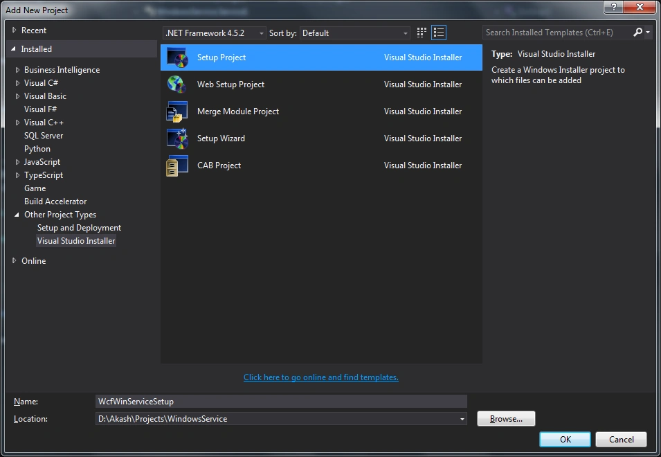 Create setup project