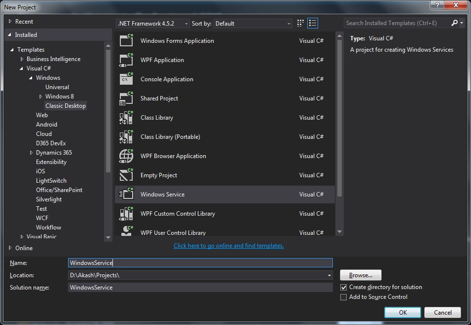 Create windows service