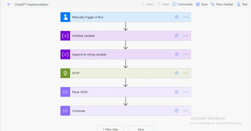 Implementation of ChatGPT in Power Automate