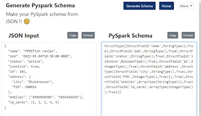A tool to Generate PySpark Schema from JSON