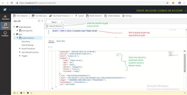Query Using Azure Document-DB SQL