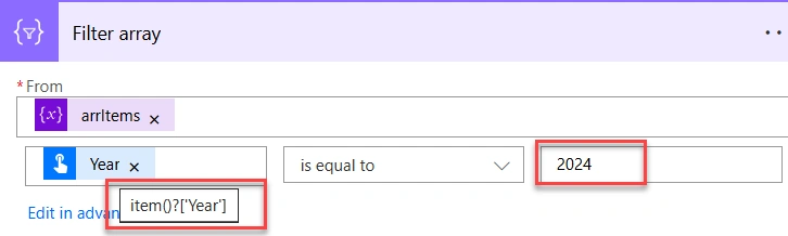 Filter array with the configuration