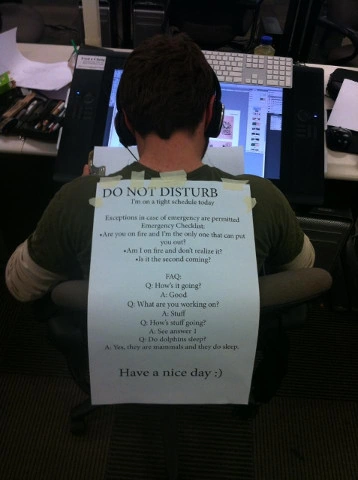 Do not disturb a software developer at work. do-not-disturb