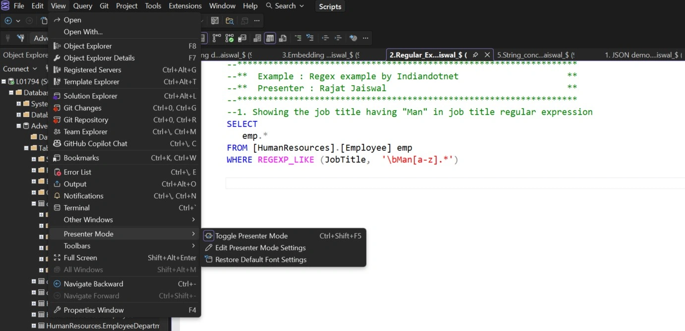 SSMS_Presentation_Mode