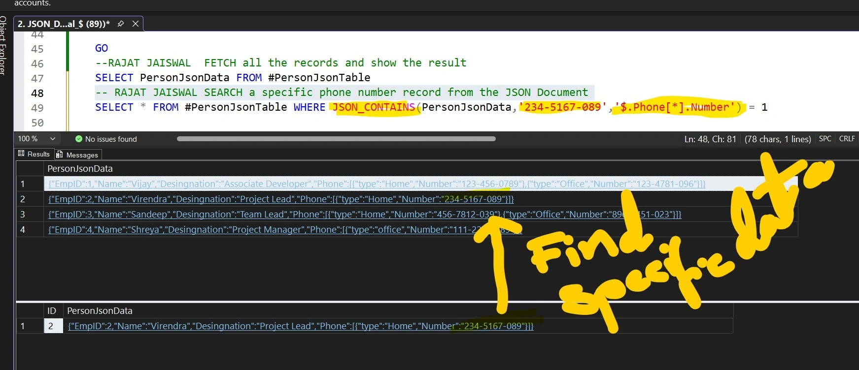 Indiandotnet_JSON_Contain_to_find_Specific_phone number