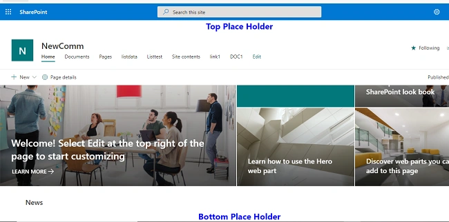 Add Top and Bottom Placeholder using App Customizer