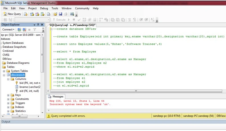 Create table Branch