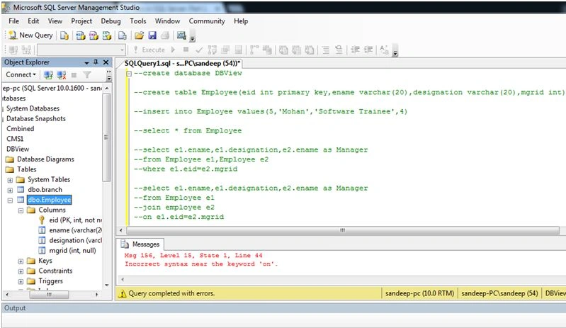 Create table employee