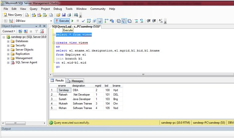 Output by using TSQL
