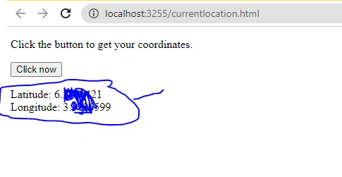 Get Longitude and Latitude of Current location