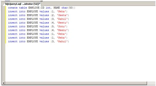 create a sample table