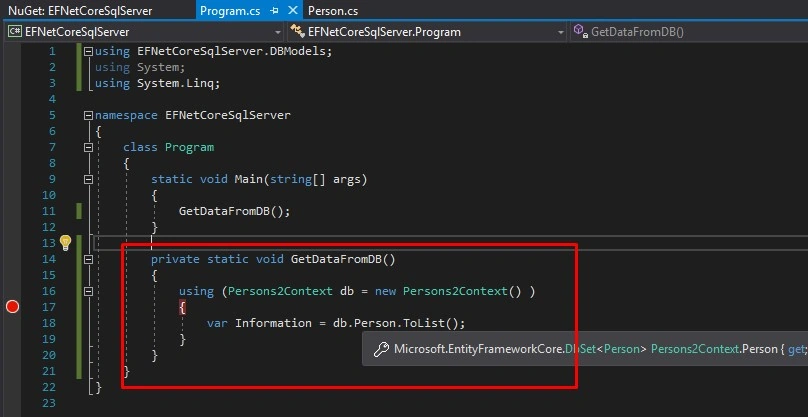 Connection To Database Using .NET Core, SQL Server And Scaffolding