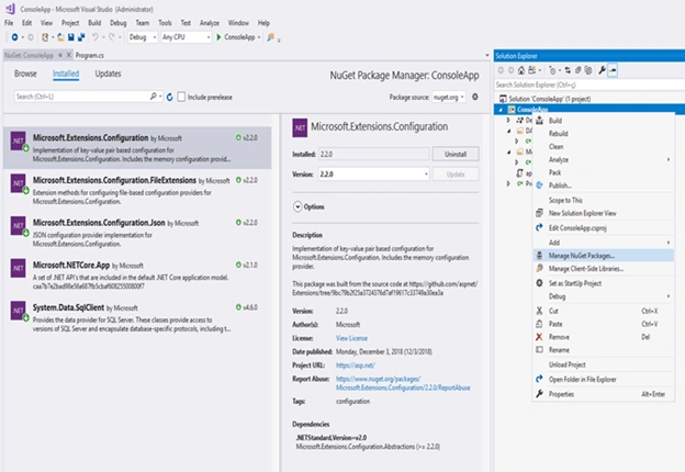 Access SQL Server DataBase In .NET Core Console Application