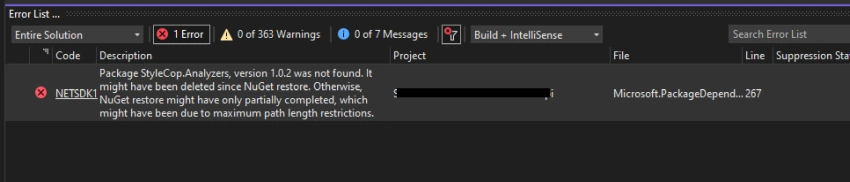 Error Restoring the NuGet After Upgrading Solution to .NET 6