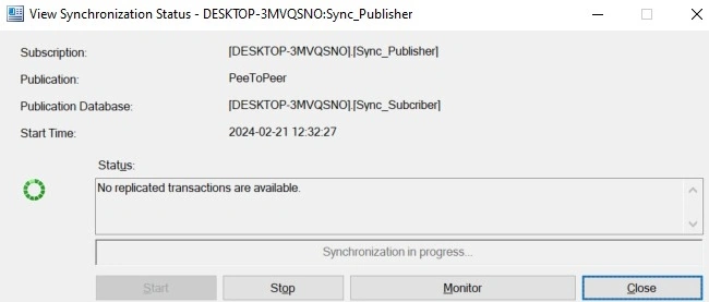 View synchronization status