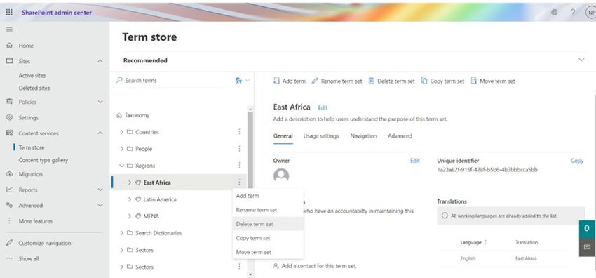 SharePoint Admin Center