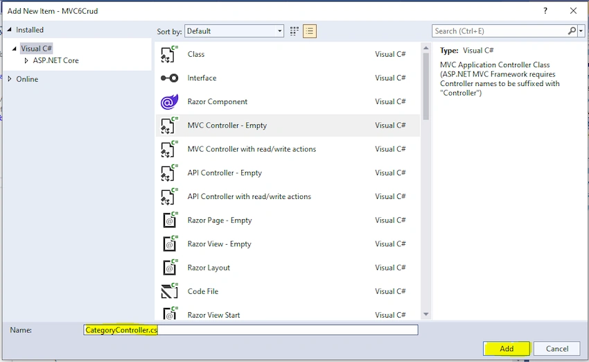 Asp.Net Core MVC (.Net 6.0) CRUD Operation