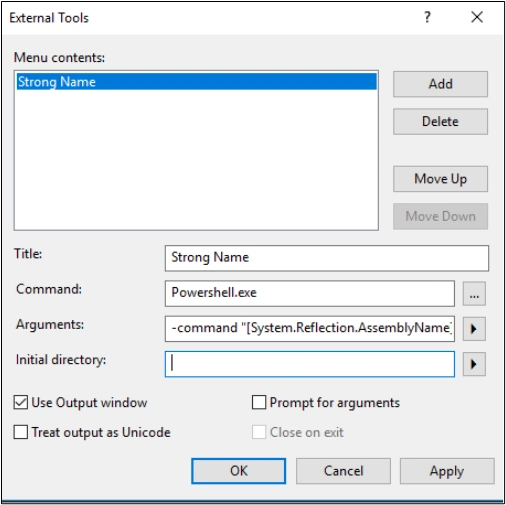 How To Get The Strong Name Of Your Assembly By Adding An External Tool
