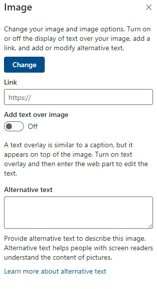 Use of Image Web part in SharePoint Online
