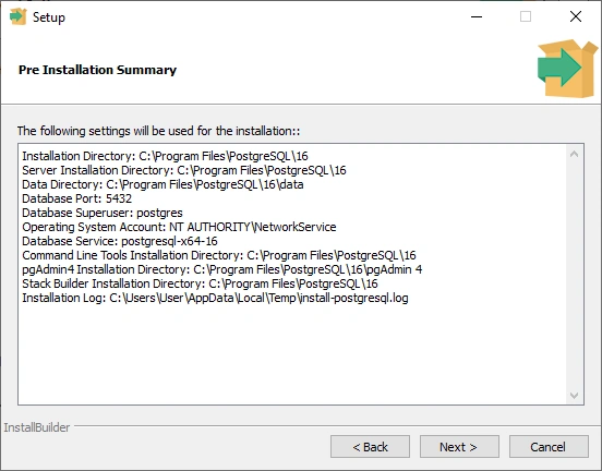 Pre installation Summary